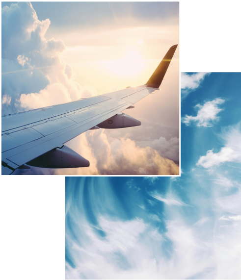 Airplane wings and blue sky